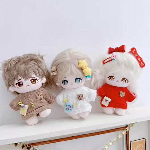 niannyyhouse 10cm Plush Doll Clothes Cartoon Pattern Knit Sweater Dolls Accessories Dress Up (Red)...