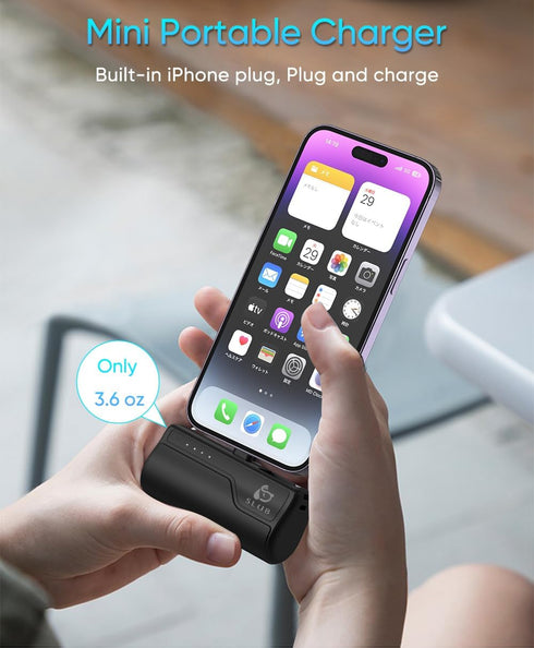 Mini Portable Charger 5000mAh, iPhone Power Bank Charging Battery Pack, External Backup Phone Charger Compatible with iPhone 14, 13, 12, 11, X, XR...