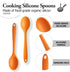 2 Pcs Silicone Spoons for Cooking Heat Resistant, Non-Stick Mixing Spoon for Kitchen Cooking Baking Stirring Mixing Basting Tools (Orange)...