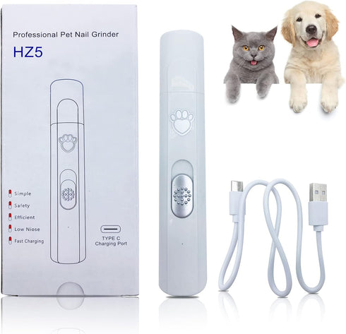 Dog Nail Grinder, Upgraded Pet Cat Dog Nail Trimmers Clippers Kit, 2 Speed Rechargeable Electric Pet Nail Grinder Quiet Low Noise Grooming & Smoot...