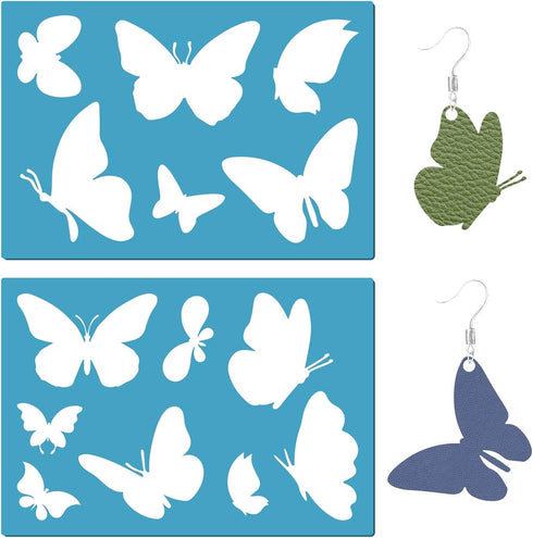 GORGECRAFT 2 Styles Jewelry Shape Template Reusable Earrings Making Plastic Butterfly Cutouts Cutting Stencil Lapidary Templates for Cabochons Bra...