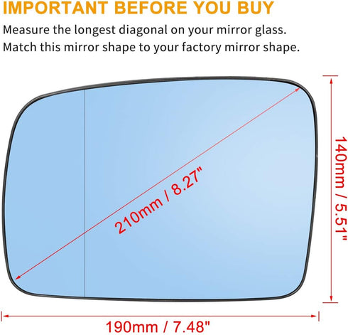 X AUTOHAUX Car Driver Left Rearview Blue Tinted Mirror Glass Heated with Backing Plate for Land for Rover LR3 2005-2009...