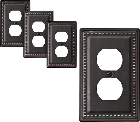 DEWENWILS 4-Pack Metal Wall Plates, Electrical Outlet Cover Plates, Aged Bronze for Home Decor...