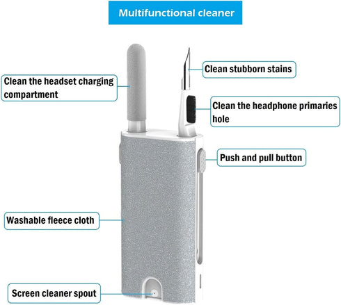 5-in-1 Electronics Cleaner Kit- Laptop Screen Cleaner kit,Multifunctional Bluetooth Earphones Cleaning Tool for iPhone Charging Port,Headphone,Ear...