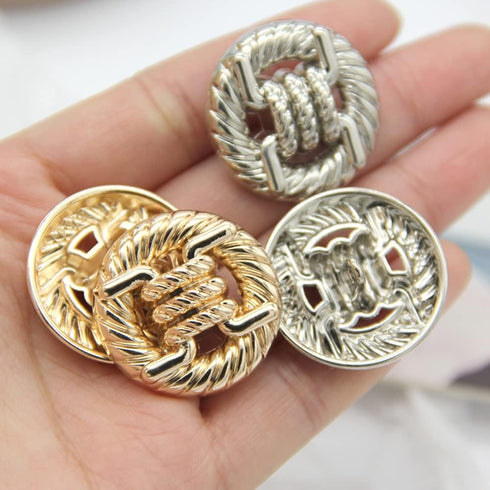 5 PCS Fashion Knotted Rope Metal Sweater Buttons for Clothes Decorative Women Coat Buttons Sewing Accessories (Silver, 25mm)...