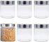 Lawei 6 Pack 27 Oz Clear Glass Jars with Stainless Steel Lids - Glass Food Canister Set Food Storage Jars for Cookie Rice Beans Pasta Snacks...