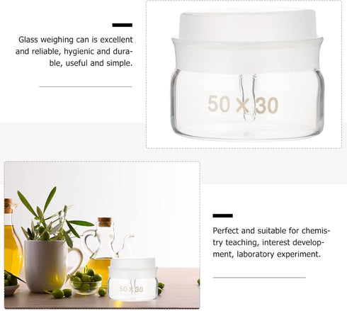 iplusmile 2pcs Weighing Bottle Clear Glass Specific Gravity Bottles with Lid Laboratory Equipment Laboratory Supplies 50 30mm...