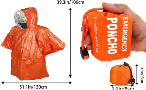 GALAXYLENSE Galaxy Thermal Mylar Emergency Ponchos Raincoat Blanket Reversible Survival Gear for Sport Outdoor Camping Hiking Traveling with Whist...