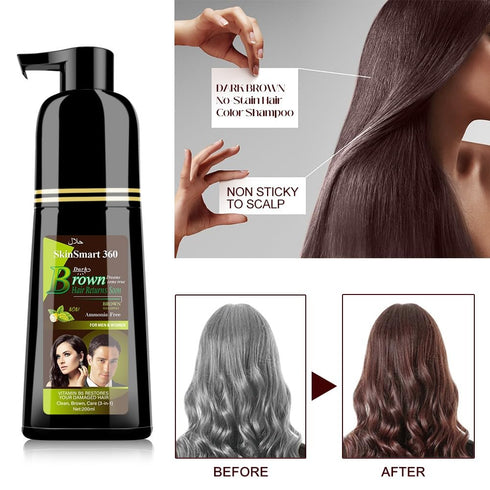 No-Stain Hair Dye Shampoo for Men & Women, No-Stain on Skin & Scalp, Natural Ingredients, Ammonia & Parabens-Free, Up to 100% Gray Coverage, Easy ...