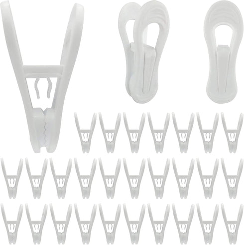 Hanger Clips 30 Pack, Multi-Purpose Hanger Clips for Hangers, White Finger Clips for Plastic Clothes Hangers, Pants Hangers Clips...