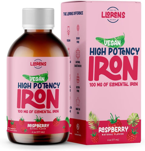 Iron Supplement Liquid Iron High Potency Iron for Women & Adults by Llorens - 100mg Polysaccharide Iron Complex Iron Supplements for Anemia and Ir...