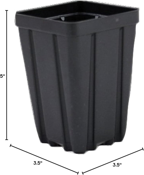 Grower's Solution Square Greenhouse Pots 3.5 inch x 5 inch- Black - Plastic - Deep - Qty 25...
