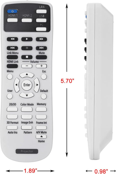 Projector Remote Control 2181830 for Epson Home Cinema 2100 2150, EH-TW5400 EH-TW5600 EH-TW5650 H850B H850C H851A H851B H851C H852A H852B H852C Pr...