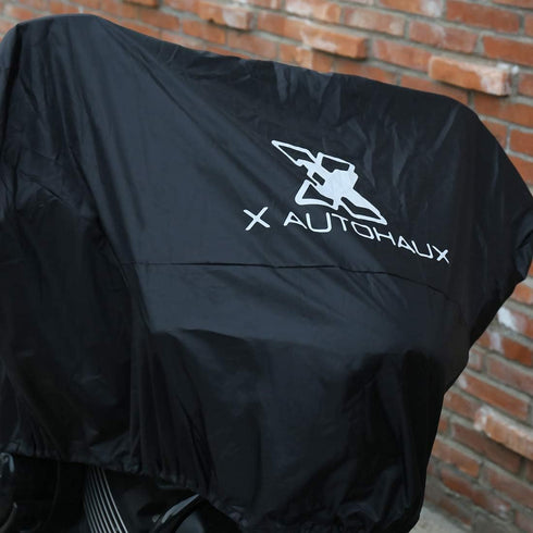 X AUTOHAUX Motorcycle Cover Street Bike Scooter Lightweight Half Cover Outdoor Waterproof Rain Dust Protector Black Size M for Kawasaki for Harley...
