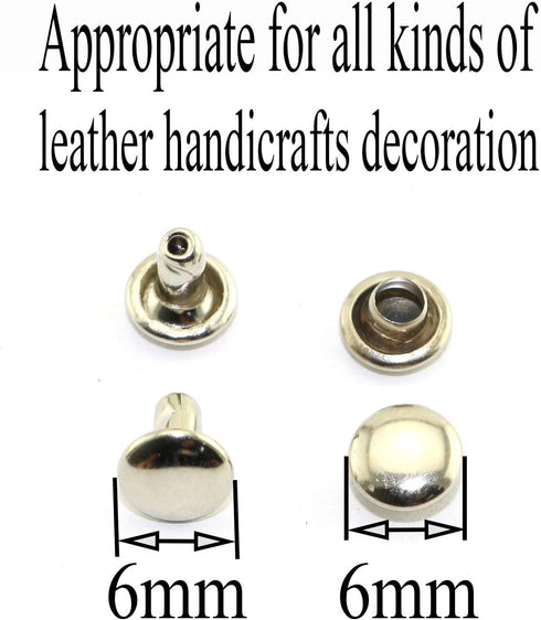120pcs 6x6mm Silver Double Cap Rapid Rivets Round Head Decorative Rivets DIY Leather Craft Studs 1/4 inch...
