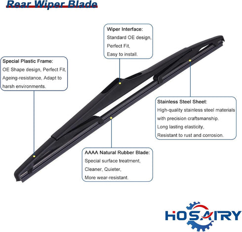 Rear Wiper Arm Blade Set for Jeep Wrangler JK 2007-2018 Rear Windshield Wiper Arm Blade Assembly 68002490AB...