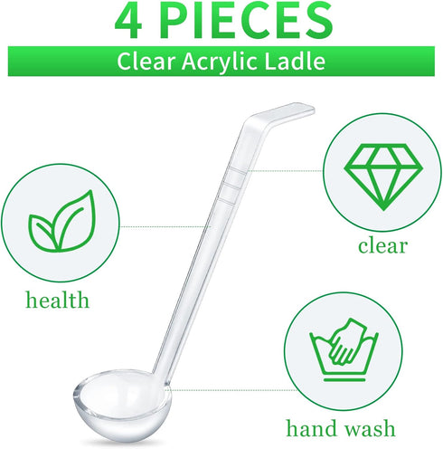 4 pieces 1 oz ladle clear small gravy ladle long handle Acrylic 7.9 Inch Perfect for Serving Dressings,punch bowl, Sauces and Toppings (1oz, small...
