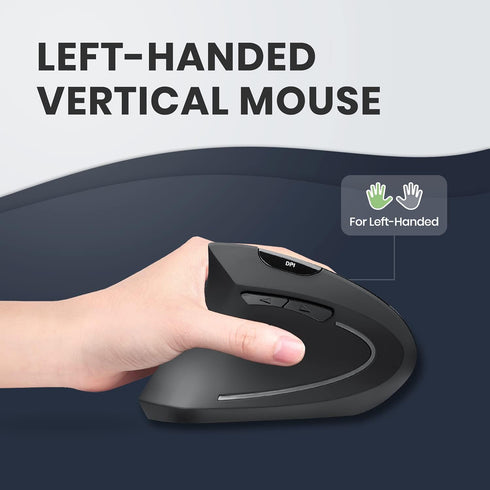 Perixx PERIMICE-713L, Wireless Ergonomic Left Handed Vertical Mouse, 6 Buttons Design, 3 Level DPI, Black, Medium...