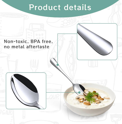 12PCS Dinner Spoons Set, Stainless Steel Coffee Spoons Tea Spoons Silverware for Home Kitchen Restaurant...