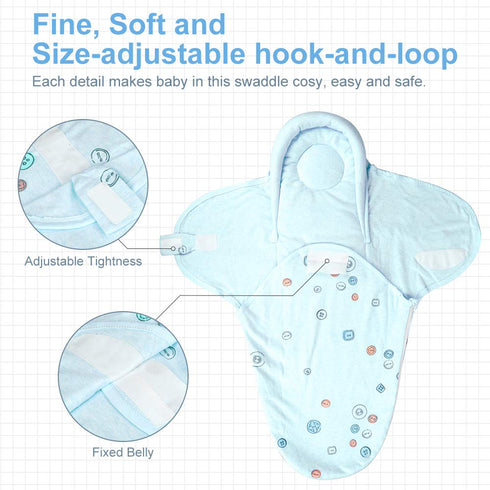 Baby Swaddle Blankets, Unisex Baby Blanket Wrap for Newborn Baby Boys Girls, Skin Friendly Wearable Swaddle Sleep Sack Made of Combed Cotton (Butt...