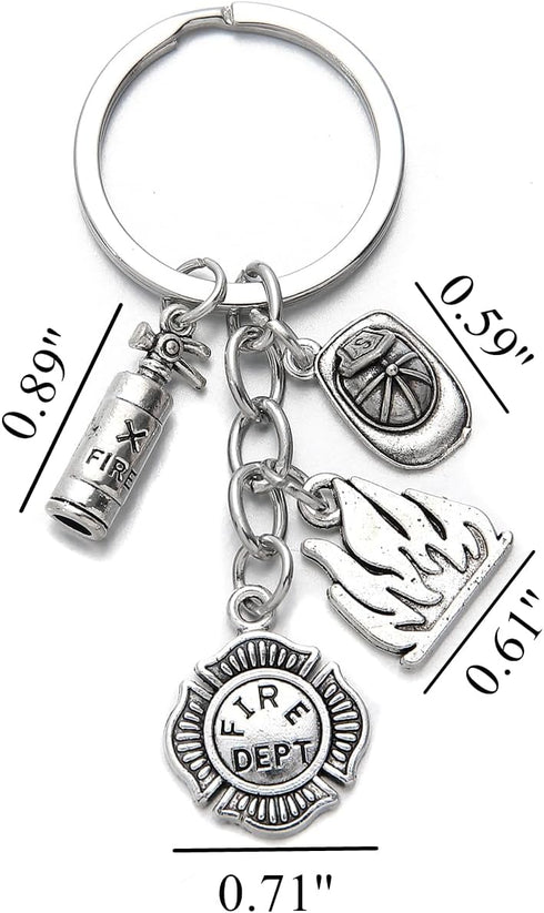 PHAETON 20PCS Fire Extinguisher Hat Keychain Fire Fighter Gift Firefighter Keychain Safety Helmet Pendant Keychain Car Ornament Keychain Pendant F...