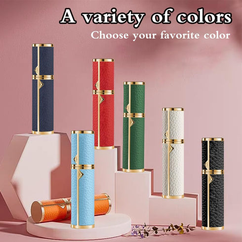 5ml Mini Portable Refillable Perfume Spray Bottle,with Bottom Filling Design, Genuine Leather Shell, Nanoscale Sprinkler, Great Companion for Trav...