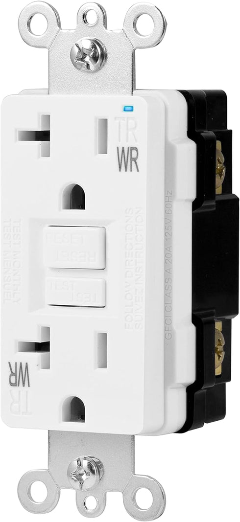 Amazon Basics Weather-Resistant GFCI Receptacle with LED Indicator, 20 Amp, White...