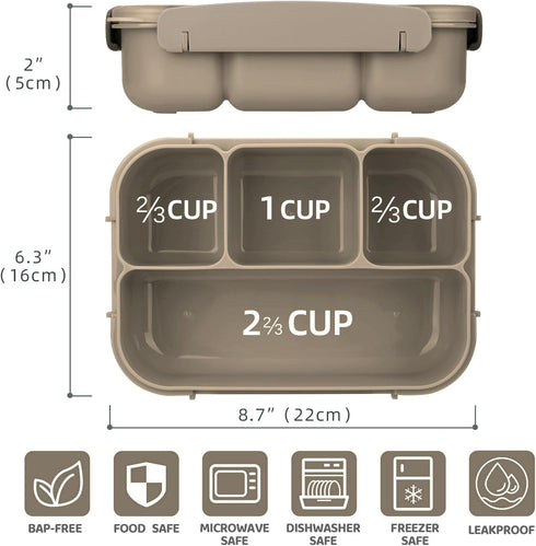 Vensp Lunch Box for Kids Girls Boys,Adult Bento Box with 4 Compartments,Woman Lunch Box Containers for Work with Utensils,Sauce Jar, Muffin Liners...
