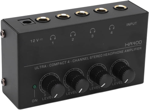 DAUERHAFT 4 Channel Stereo Headphone Amp,Ultra Low Noise Headphone Amplifier,Professional Multi Channel Mini Earphone Splitter Amp,for Sound Reinf...