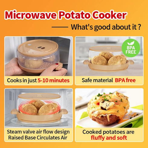 Microwave Baked Potato Cooker As Seen On Tv Cooks In Minutes Tender & Fluffy,baking Potato Cooker For Microwave Oven,Twice Baked Potatoes Steamer,...