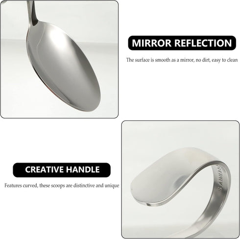 Hemoton 6pcs Bent Spoon Curved Handle Spoons Stainless Steel Salad Spoon Serving Spoons Canape Spoons Multipurpose Spoon Buffet Spoons (Silver)...