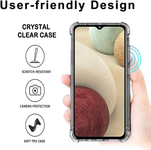 Folmeikat Samsung Galaxy A12 Phone Case, Clear Transparent Reinforced Corners TPU Shock-Absorption Flexible Cell Phone Cover for Samsung A12 6.5"(...