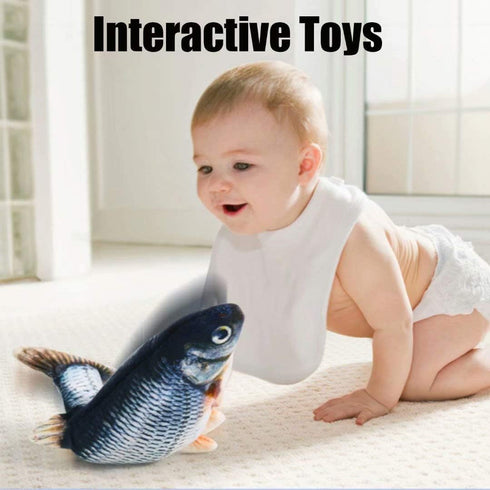 Electric Moving Fish Interactive Plush Toys...