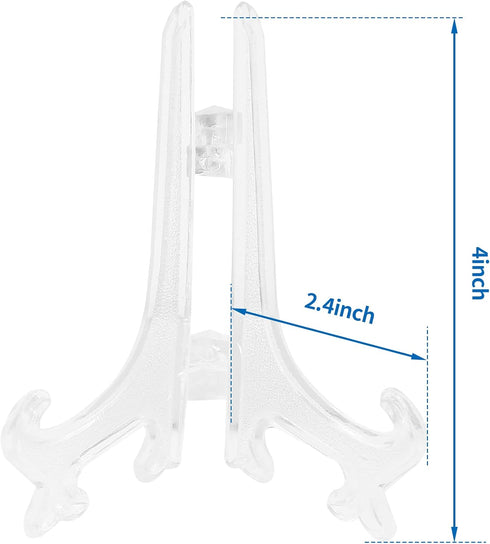 24 Pcs 4 Inch Clear Plastic Easels Plate, Picture Frame Stand Holder Acrylic Display Easels, Baseball Card Display Stand...