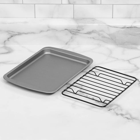 G & S Metal Products Company OvenStuff Toaster Oven Cookie Baking Pan with Nonstick Cooling Rack, 8.5'' x 6.5''...