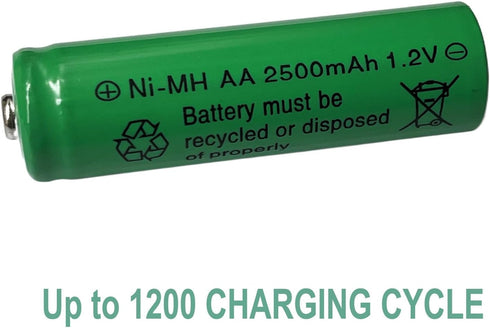 12 Packs High Performance Ni-MH 1.2V AA 2500mAh Rechargable Batteries for Solar Garden Lights, Remotes, Mice...