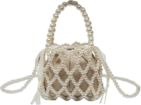 Luxury Pearl Bag Chain Bag Purse Bags, Artificial Pearl Clutch Handmade Bags Evening Bags for Wedding Bridal Party Travel 03...