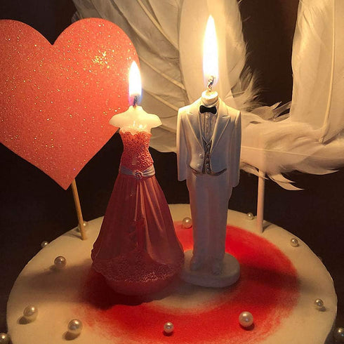 3D Bride and Groom Tuxedo Wedding Dress Set Silicone Candle Soap Mold Chocolate Mold for Wedding Cake Decorating Wedding Candle Favors Gifts (Set ...