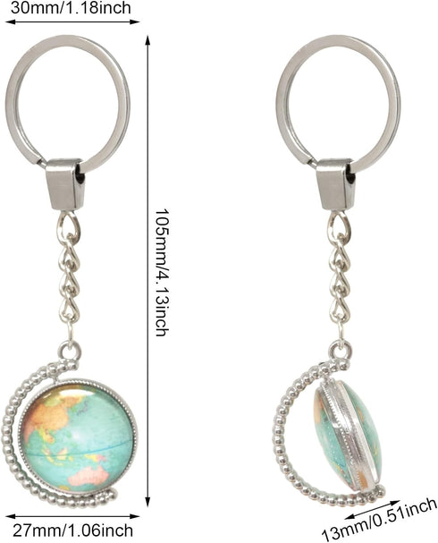 Honbay 3PCS Rotated Globe Keychains Double-Sided Glass Earth Keyrings Keyholder Creative Bag Hanging Ornament for Keys Backpack Purse or Car Decor...