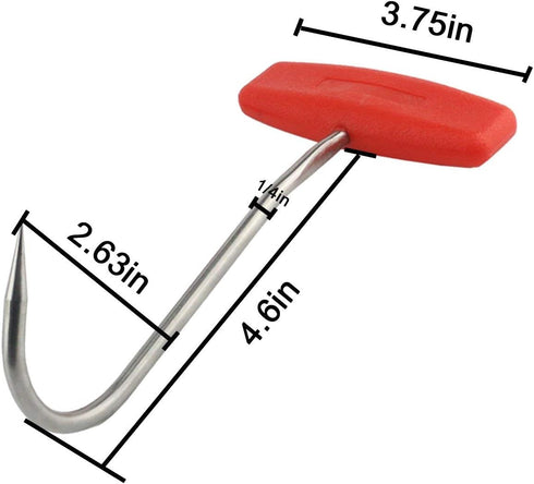 TIHOOD 2PCS Meat Hooks for Butchering,T Shaped Boning Hooks with Handle 6 inch Stainless Steel Butcher Shop Tool Kit (Orange x2)...