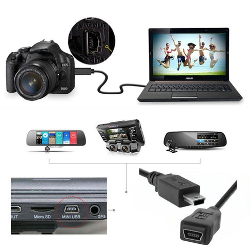 chenyang Mini USB Extension Cable, USB 2.0 Mini USB 5Pin Male to Female Power Charging Data Transfer Extension Cable for Dash Cam/GPS/Camera 4.92F...