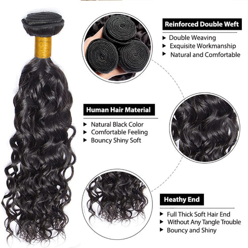 Brazilian Water Wave Bundles Human Hair Ocean Wave Bundles Grade 8A Water Wave Human Hair Bundles Unprocessed Virgin Hair 1 Bundle 10 Inch Hair Ex...