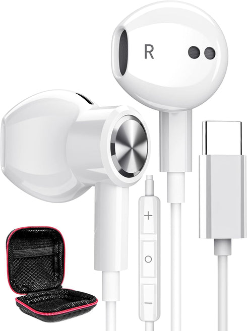 ACAGET USB C Headphones for Galaxy S24 Ultra S23 FE S22 Earbuds Wired iPhone 15 Pro USB Type C Earphones Magnetic Headset with Mic Volume Control ...