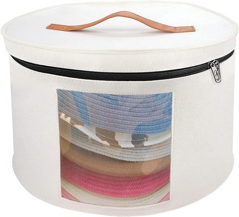 Hat Box-Hat Boxes for Women Storage Travel Felt Hat Box Large Round Hat Carrier Case Organizer Wide-Brim Cowboy Men Cowboys Caps Clothes Closet St...