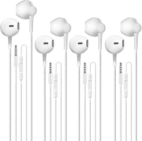 Wired Earbuds Headphones 4 Pack, 3.5mm Jack Ear Buds with Microphone and High Sound Quality, Headphones Compatible with Computer Laptop iPad and A...