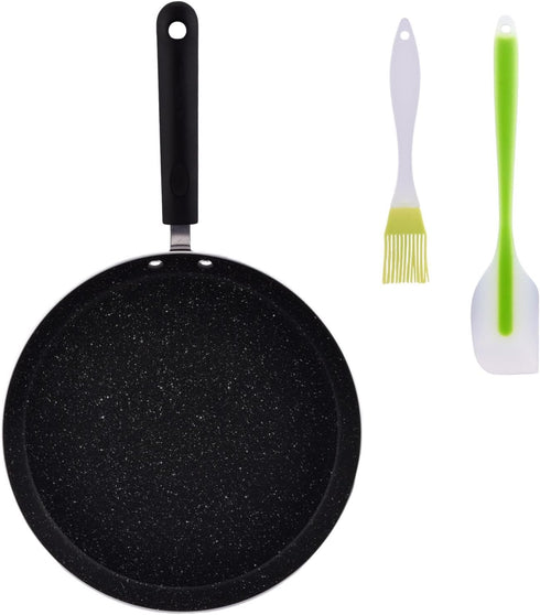 Nonstick Crepe Pan, 11 Inch Griddle Pan with Scraper & Oil Brush, Griddle Pancake Pan Tortilla Pan, for Cooking Eggs, Frying, Grill, Omelettes, Ea...
