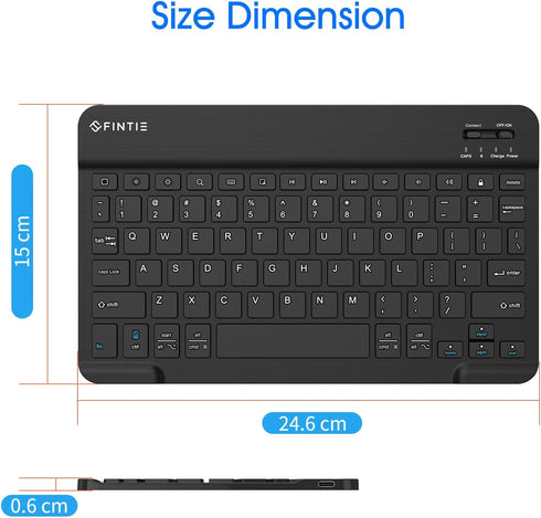 Fintie 10-Inch Ultrathin (4mm) Wireless Bluetooth Keyboard for iPad Samsung Tablet, iPhone Smartphone, iOS, Android Tablets Phone, Black...
