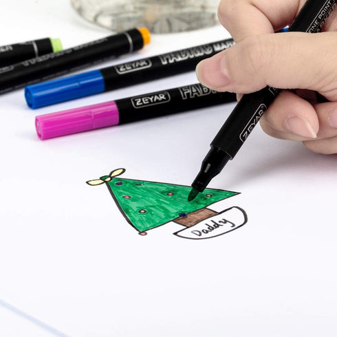 ZEYAR Permanent Markers Fabric Art Pens, Great on Bags, Shoes, T-shirts & Other Fabric Paint Materials - Child Safe & Non-Toxic For Washable Art a...