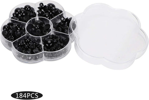 Mushroom Domed Black 184pcs DIY Plastic Eyes, Buttons, Artificial Animal Sewing Buttons for Art Toys Art Craft Craft Supplies...