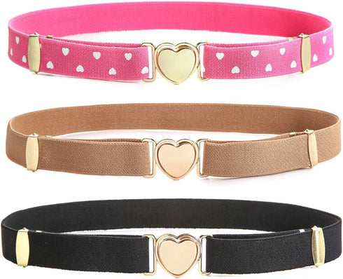 3 Pack Elastic Belts for Kids Adjustable Boys Girls Stretch Belt...